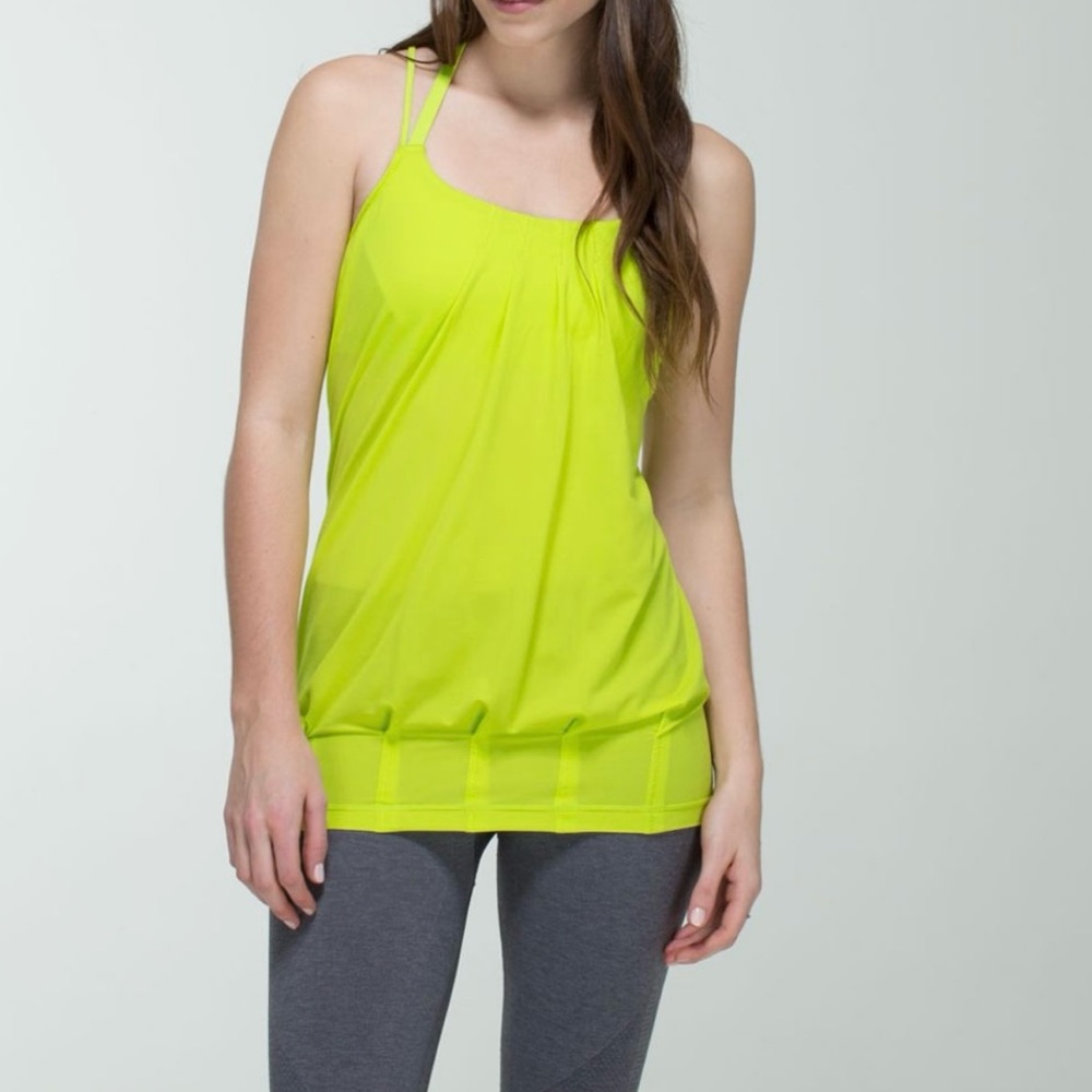 Neon Green Lululemon Flow & Go Tank, Size 4